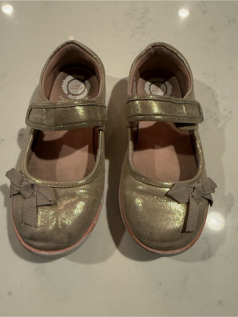 Livie & Luca Girls' Shimmer Mary Janes in Gold